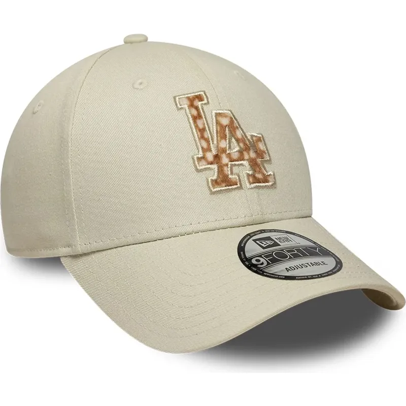 cappello-curvo-beige-cinghia-regolabile-9forty-faux-pony-infill-dei-los-angeles-dodgers-mlb-di-new-era