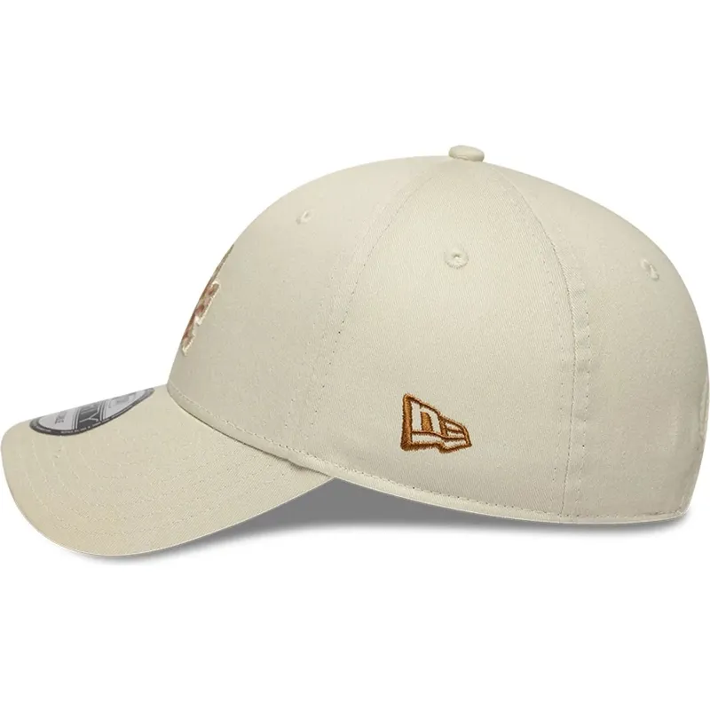 cappello-curvo-beige-cinghia-regolabile-9forty-faux-pony-infill-dei-los-angeles-dodgers-mlb-di-new-era