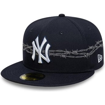 Cappello piatto blu marino aderente 59FIFTY Icon dei New York Yankees MLB di New Era