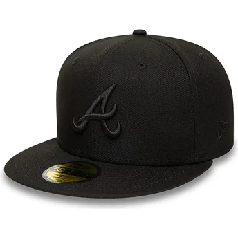 Cappello piatto nero aderente 59FIFTY dei Atlanta Braves MLB di New Era