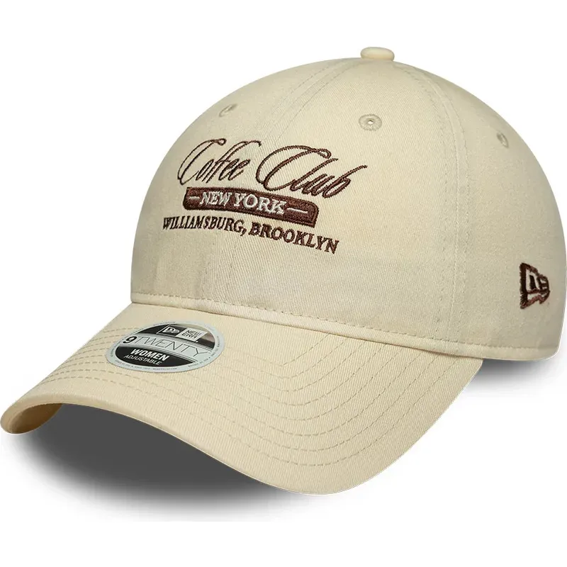 cappello-curvo-beige-cinghia-regolabile-9twenty-coffee-club-di-new-era