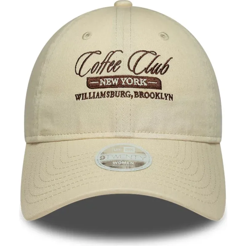 cappello-curvo-beige-cinghia-regolabile-9twenty-coffee-club-di-new-era