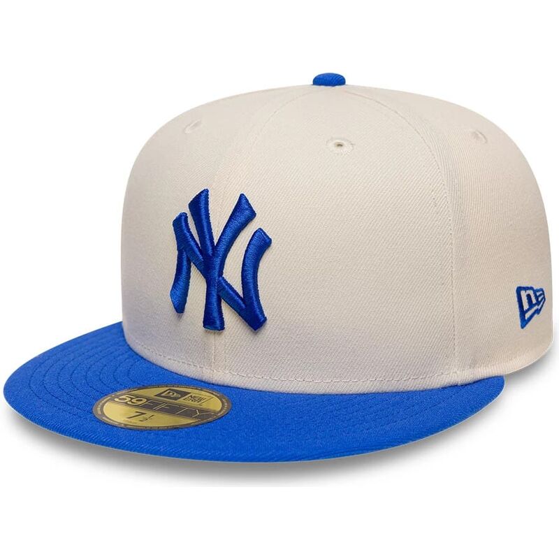 cappello-piatto-beige-aderente-59fifty-league-essential-dei-new-york-yankees-mlb-di-new-era