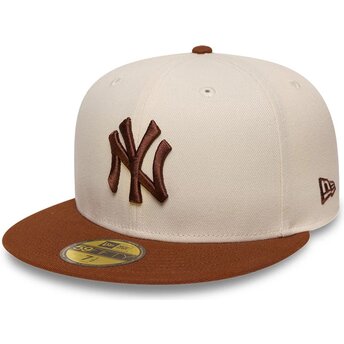 Cappello piatto marrone aderente 59FIFTY League Essential dei New York Yankees MLB di New Era