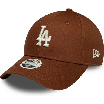 Cappello curvo marrone cinghia regolabile 9FORTY League Essential Midi dei Los Angeles Dodgers MLB di New Era