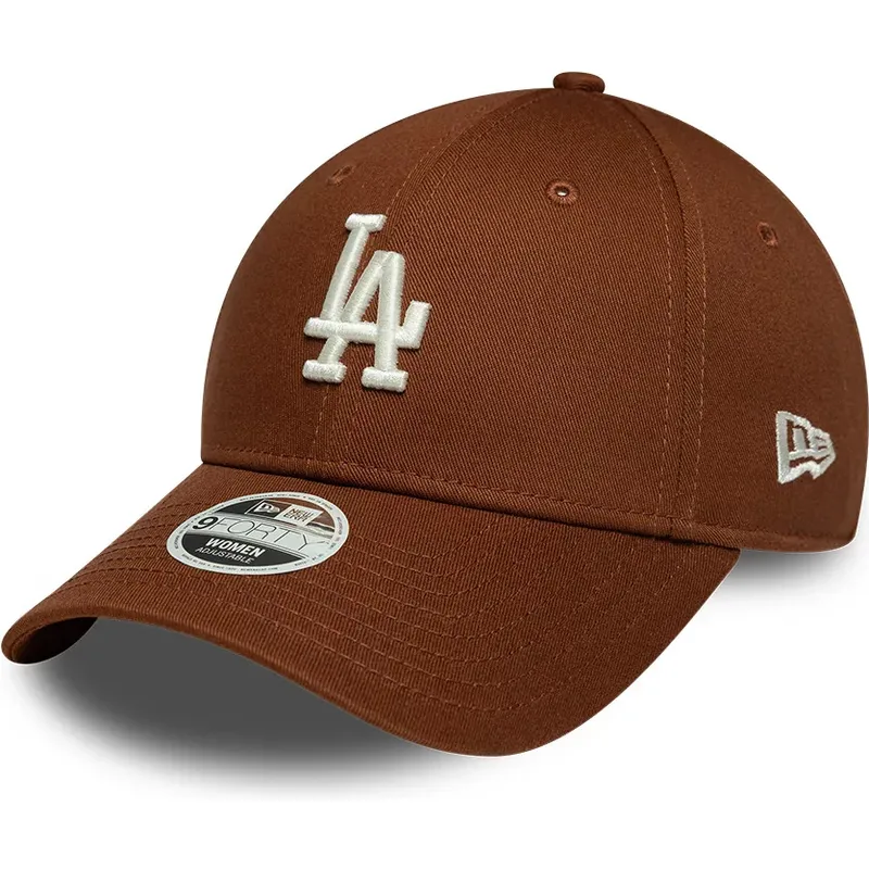 cappello-curvo-marrone-cinghia-regolabile-9forty-league-essential-midi-dei-los-angeles-dodgers-mlb-di-new-era