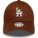 cappello-curvo-marrone-cinghia-regolabile-9forty-league-essential-midi-dei-los-angeles-dodgers-mlb-di-new-era