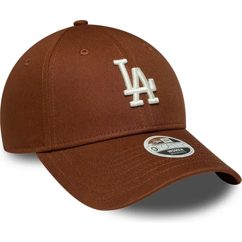 cappello-curvo-marrone-cinghia-regolabile-9forty-league-essential-midi-dei-los-angeles-dodgers-mlb-di-new-era