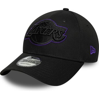 Cappello curvo nero cinghia regolabile 9FORTY Outline dei Los Angeles Lakers NBA di New Era