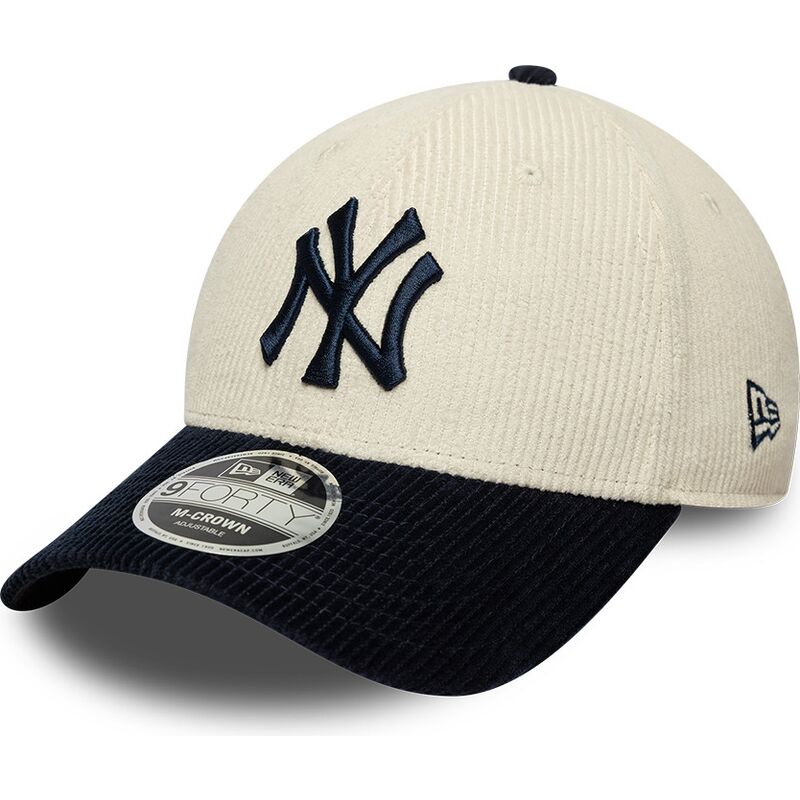 cappello-curvo-beige-cinghia-regolabile-9forty-m-crown-cord-dei-new-york-yankees-mlb-di-new-era