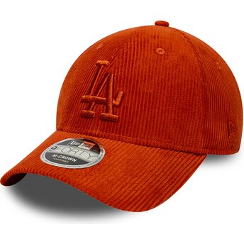Cappello curvo arancia cinghia regolabile 9FORTY M-Crown Cord dei Los Angeles Dodgers MLB di New Era