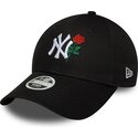 cappello-curvo-nero-cinghia-regolabile-9forty-flower-icon-dei-new-york-yankees-mlb-di-new-era