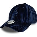 cappello-curvo-blu-marino-cinghia-regolabile-9twenty-velour-dei-los-angeles-dodgers-mlb-di-new-era