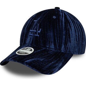 Cappello curvo blu marino cinghia regolabile 9TWENTY Velour dei Los Angeles Dodgers MLB di New Era