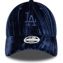 cappello-curvo-blu-marino-cinghia-regolabile-9twenty-velour-dei-los-angeles-dodgers-mlb-di-new-era