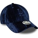 cappello-curvo-blu-marino-cinghia-regolabile-9twenty-velour-dei-los-angeles-dodgers-mlb-di-new-era