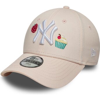 Cappello curvo rosa cinghia regolabile per bambino 9FORTY Food Icon Cupcake dei New York Yankees MLB di New Era