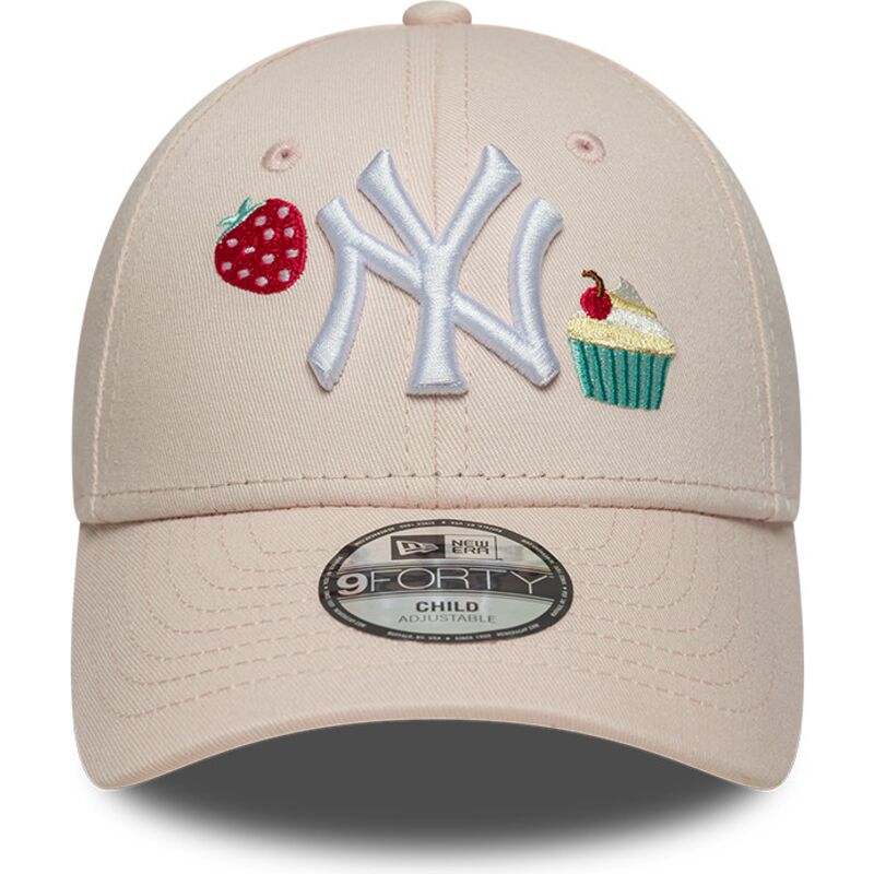 cappello-curvo-rosa-cinghia-regolabile-per-bambino-9forty-food-icon-cupcake-dei-new-york-yankees-mlb-di-new-era