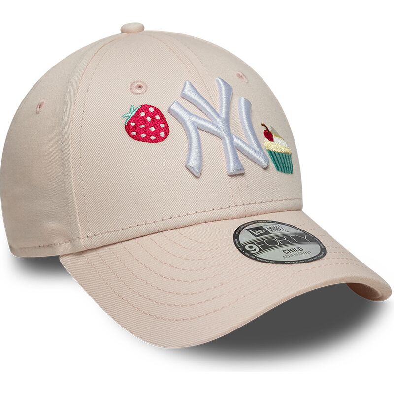 cappello-curvo-rosa-cinghia-regolabile-per-bambino-9forty-food-icon-cupcake-dei-new-york-yankees-mlb-di-new-era