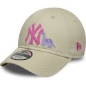 cappello-curvo-beige-cinghia-regolabile-per-bambino-rosa-9forty-dino-icon-dei-new-york-yankees-mlb-di-new-era