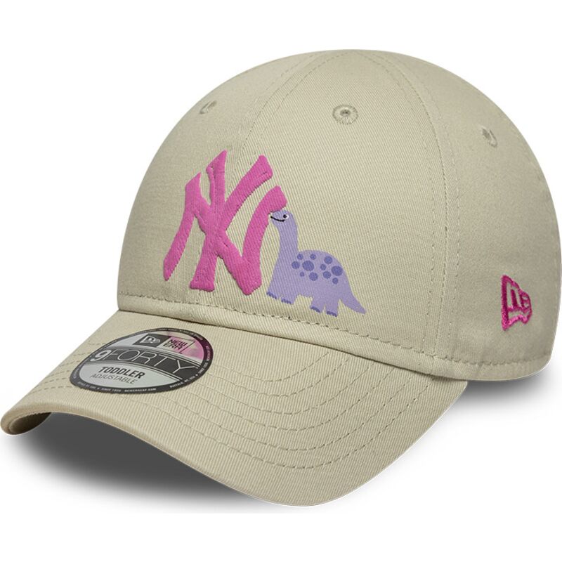 cappello-curvo-beige-cinghia-regolabile-per-bambino-rosa-9forty-dino-icon-dei-new-york-yankees-mlb-di-new-era
