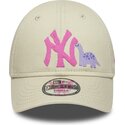 cappello-curvo-beige-cinghia-regolabile-per-bambino-rosa-9forty-dino-icon-dei-new-york-yankees-mlb-di-new-era