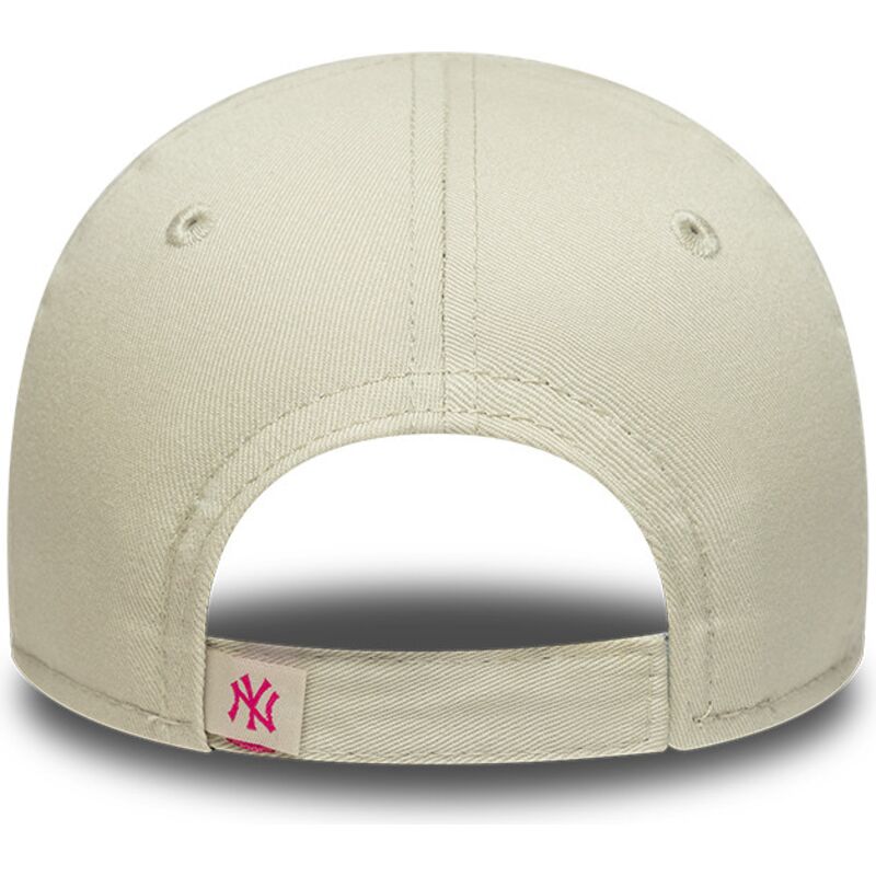 cappello-curvo-beige-cinghia-regolabile-per-bambino-rosa-9forty-dino-icon-dei-new-york-yankees-mlb-di-new-era