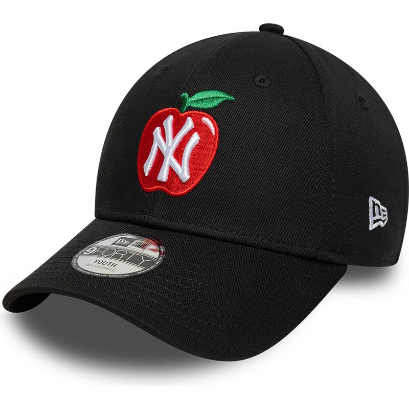 cappello-curvo-nero-cinghia-regolabile-per-bambino-9forty-fruit-icon-apple-dei-new-york-yankees-mlb-di-new-era