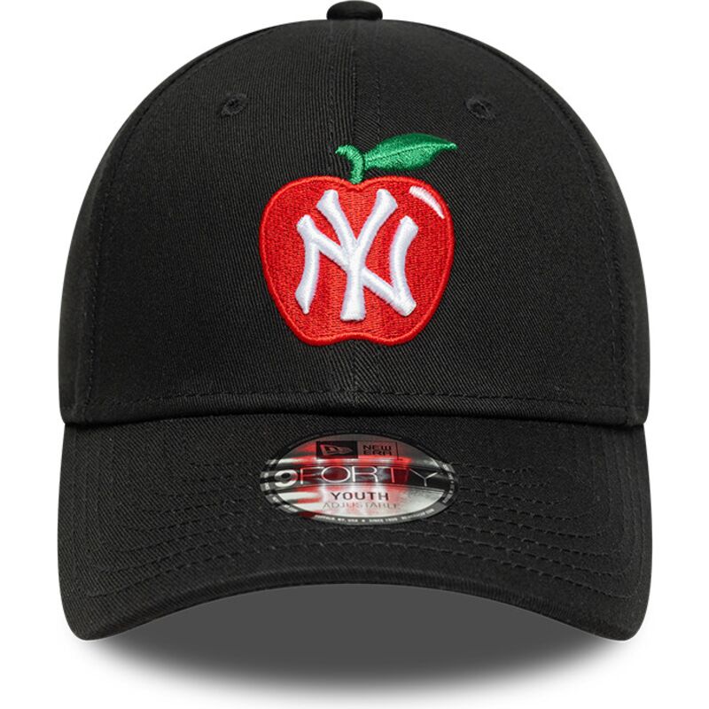 cappello-curvo-nero-cinghia-regolabile-per-bambino-9forty-fruit-icon-apple-dei-new-york-yankees-mlb-di-new-era