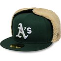 cappello-piatto-verde-aderente-59fifty-dogear-world-series-dei-oakland-athletics-mlb-di-new-era