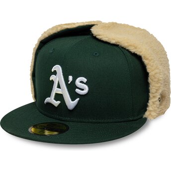 Cappello piatto verde aderente 59FIFTY Dogear World Series dei Oakland Athletics MLB di New Era