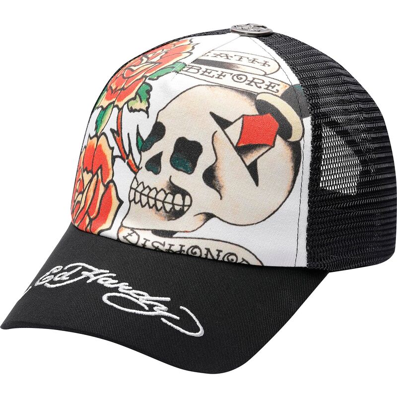 cappello-curvo-nero-snapback-before-dishonor-di-ed-hardy