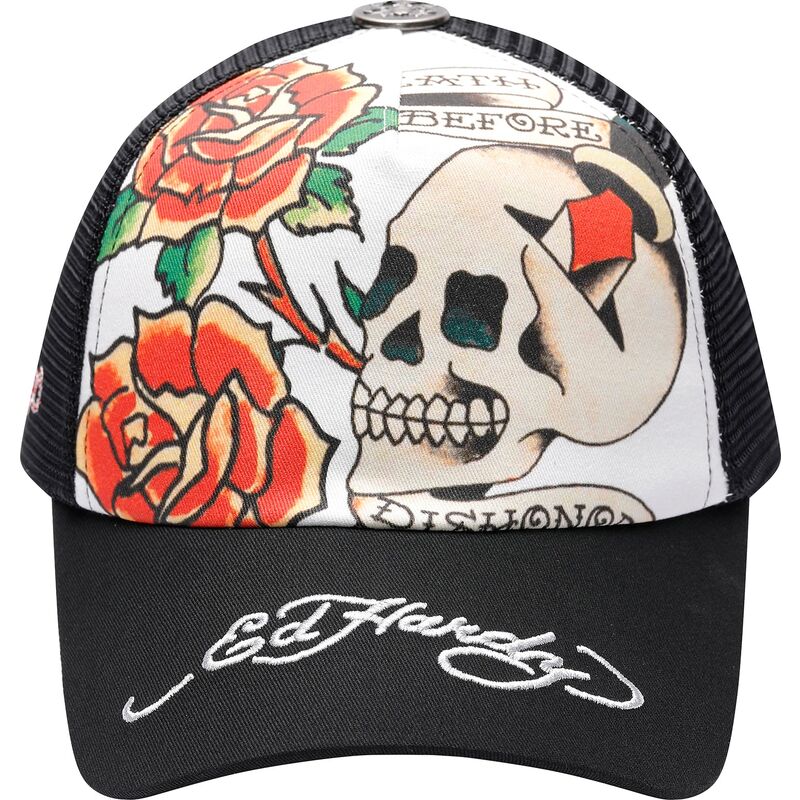 cappello-curvo-nero-snapback-before-dishonor-di-ed-hardy