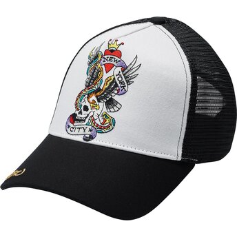Cappello curvo nero snapback Nyc di Ed Hardy