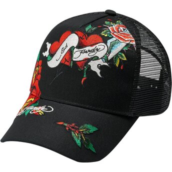 Cappello curvo nero snapback Love Ed di Ed Hardy
