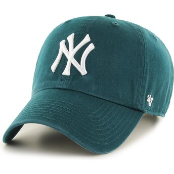 Cappello curvo verde cinghia regolabile Clean Up No Loop Label Pacific Green dei New York Yankees MLB di 47 Brand