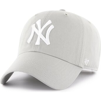 Cappello curvo grigio cinghia regolabile Clean Up No Loop Label dei New York Yankees MLB di 47 Brand