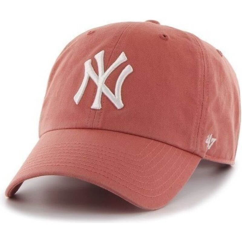 cappello-curvo-rosso-cinghia-regolabile-clean-up-no-loop-label-island-red-dei-new-york-yankees-mlb-di-47-brand