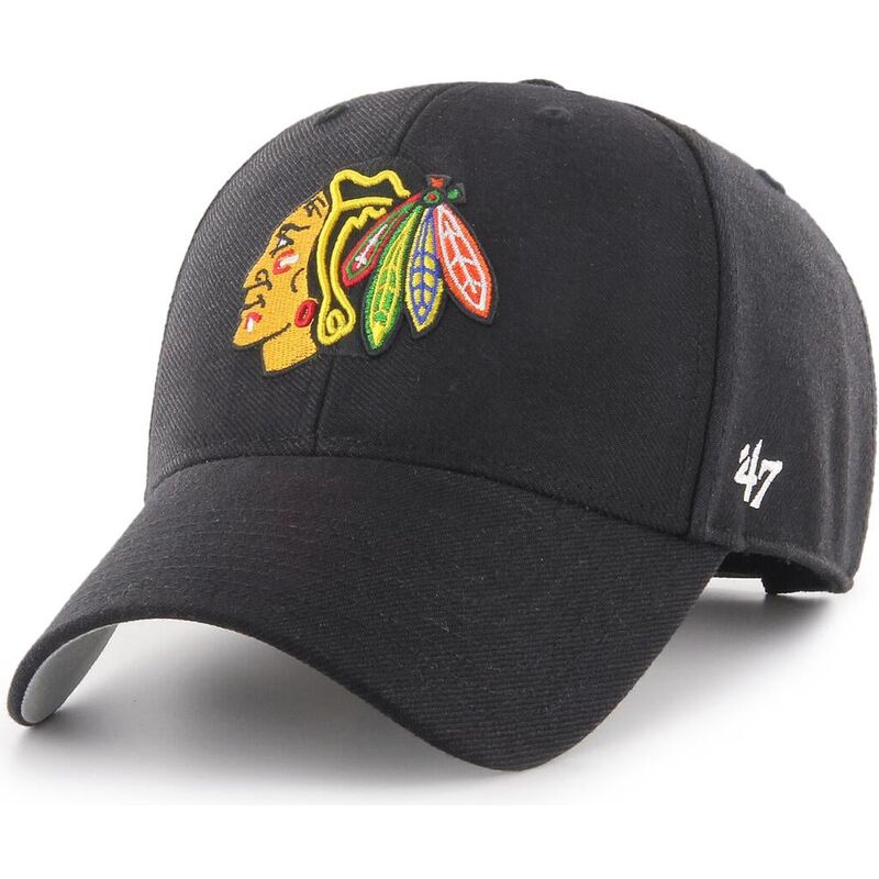 cappello-curvo-nero-cinghia-regolabile-mvp-dei-chicago-blackhawks-nhl-di-47-brand cappello-curvo-nero-cinghia-regolabile-mvp-dei-chicago-blackhawks-nhl-di-47-brand