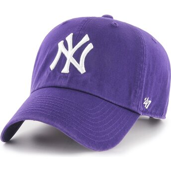 Cappello curvo viola cinghia regolabile Clean Up No Loop Label dei New York Yankees MLB di 47 Brand