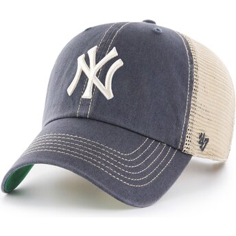Cappello curvo grigio snapback Clean Up Trawler Vintage Navy dei New York Yankees MLB di 47 Brand