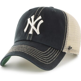Cappello curvo nero snapback Clean Up Trawler dei New York Yankees MLB di 47 Brand