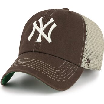 Cappello curvo marrone snapback Clean Up Trawler dei New York Yankees MLB di 47 Brand