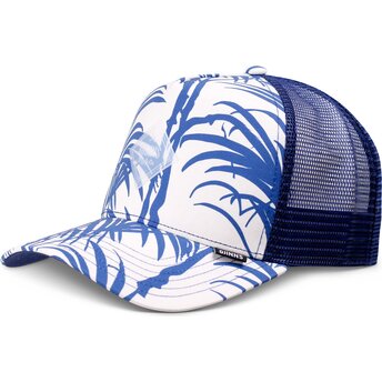 Cappello curvo blu snapback HFT Allover Palm di Djinns