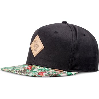 Cappello piatto nero snapback Woven Jungle Rev di Djinns