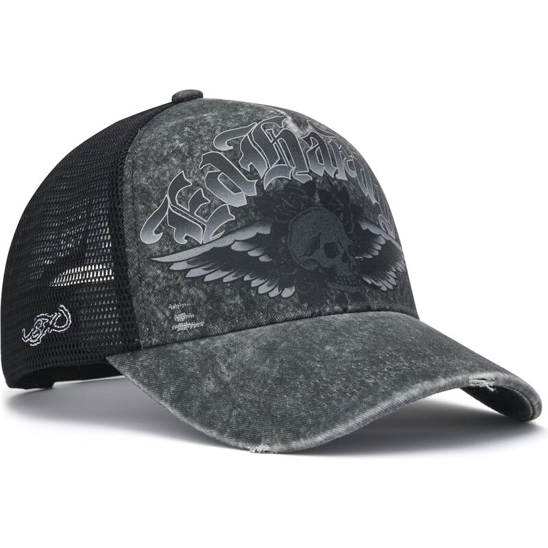 cappello-curvo-grigio-snapback-flaming-gothic-skull-washed-di-ed-hardy cappello-curvo-grigio-snapback-flaming-gothic-skull-washed-di-ed-hardy