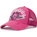 cappello-curvo-rosa-snapback-flaming-gothic-skull-washed-di-ed-hardy