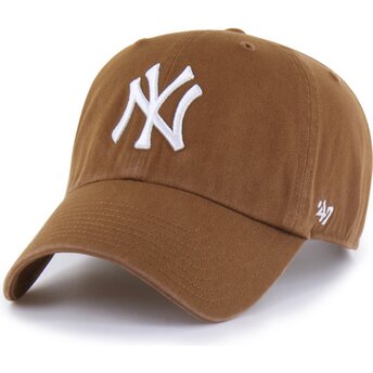 Cappello curvo marrone cinghia regolabile Clean Up Pinecone dei New York Yankees MLB di 47 Brand