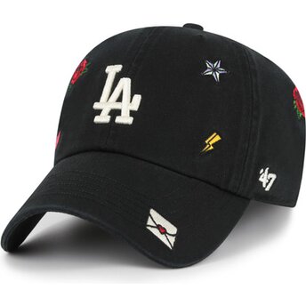 Cappello curvo nero cinghia regolabile Clean Up Multi Scatter dei Los Angeles Dodgers MLB di 47 Brand