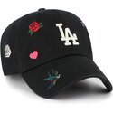 cappello-curvo-nero-cinghia-regolabile-clean-up-multi-scatter-dei-los-angeles-dodgers-mlb-di-47-brand